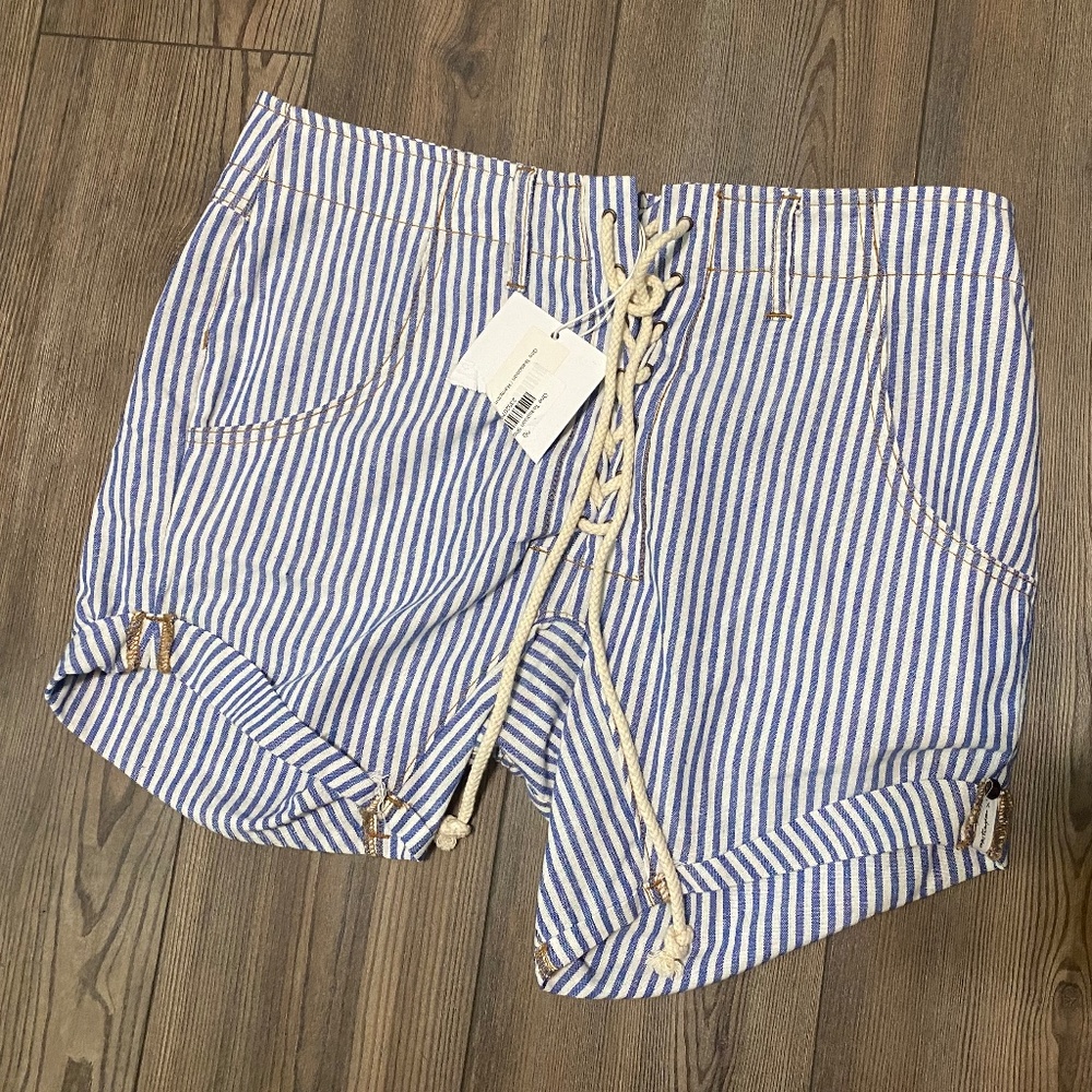 One Teaspoon white and blue Striped Shorts size 29